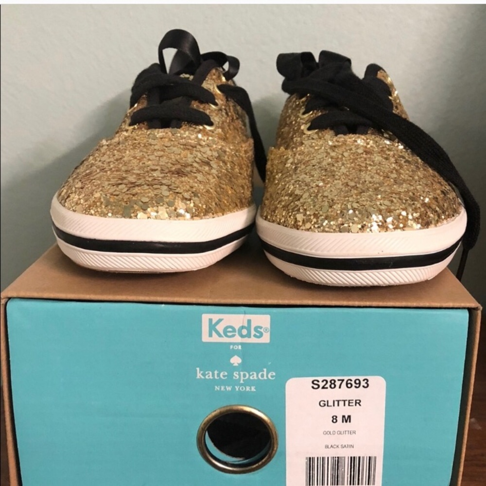 Kate Spade Gold Glitter shoes - Picture 2 of 4